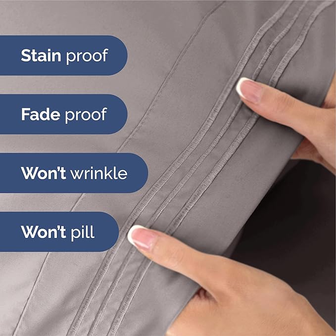 King Size 4 Piece Sheet Set - Comfy Breathable & Cooling Sheets - Hotel Luxury Bed Sheets for Women & Men - Deep Pockets, Easy-Fit, Soft & Wrinkle Free Sheets - Thistle Purple Oeko-Tex Bed Sheet Set