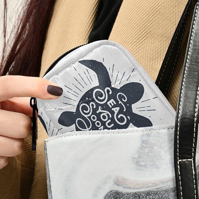 Hand Drawn Turtle Pill Box 7 Day Pill Case Travel Pill Organizer Bag with Zipper Portable Weekly Case Compact Size for Vitamin Supplement Holder