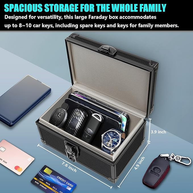 Faraday Signal Blocking Box for Car Key Fob, Keyless Entry Car Key Fob Protector Shielding Cage (Dot Black)