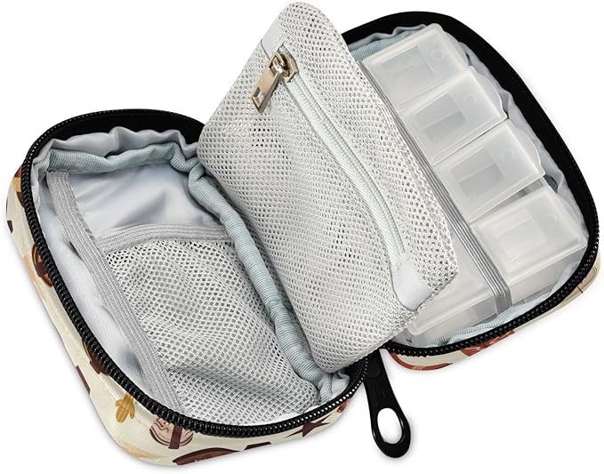 Ollabaky Pill Organizer American Western Cowboy Boots Travel Pill Cases Bag Portable Pill Container 7 Days Pill Box Organizer Vitamin Supplement Holder for Family Business