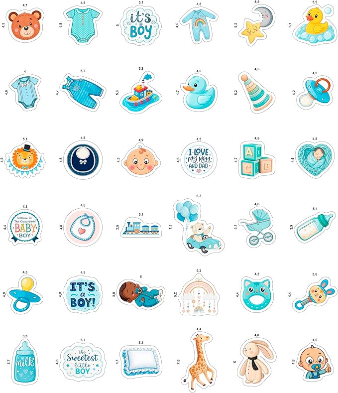100Pcs Baby Boy Stickers for Shower Favors, Scrapbooking - Newborn Stickers - Baby Boy Shower Party Supplies & Decoration
