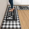 Arttown Farmhouse Anti-Fatigue Kitchen Rug Set of 2 Black White Buffalo Plaid Cushioned Floor Mat, Standing Waterproof Non-Slip Kitchen Mat PVC Ergonomic Comfort Foam Rug