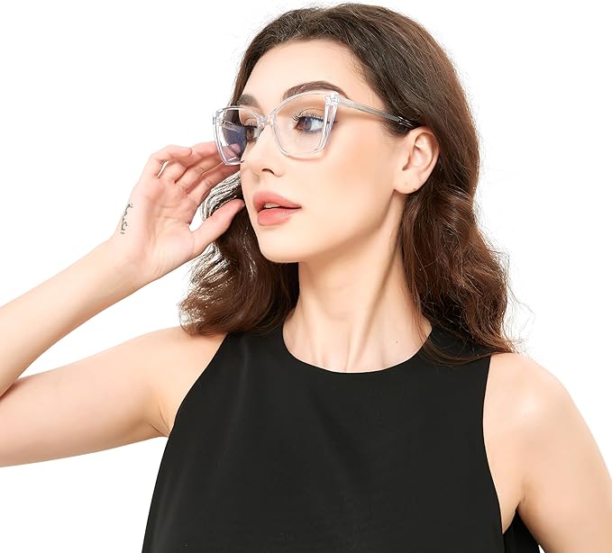Blue Light Blocking Glasses for Women, Oversized Trendy Cat Eye Computer Gaming Glasses Anti Glare & UV Glare RF6204 (Coco Tortoise Cateye Frame)