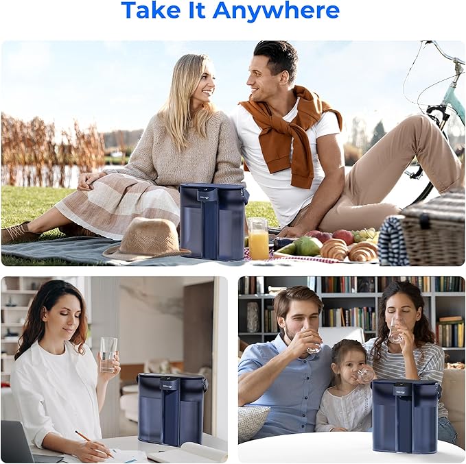 Waterdrop Compact Electric Water Filter Pitcher, 200-Gallon Rechargeable Instant Powerful Dispenser, NSF/ANSI 42&53&401, Reduce PFOA/PFOS, Lead, Chlorine, 14-Cup, Blue, with 1 Filter, NOT Reduce TDS