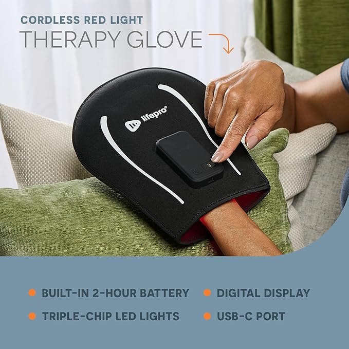 LifePro Red Light Therapy for Hands, Feet & Ankles – Cordless Glove & Foot Wrap with Dual Wavelengths (660nm & 850nm) Infrared Foot Therapy, Auto Shut-Off Timer for Wellness, Relaxation & Comfort