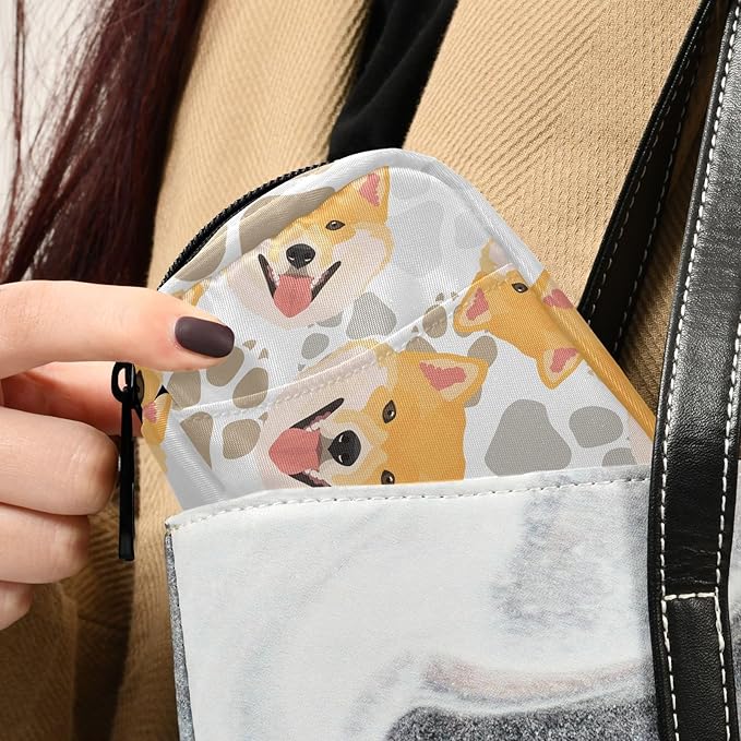 Pill Box Shiba Inu Dog 7 Day Pill Case Travel Pill Organizer Bag with Zipper Portable Weekly Vitamin Medicine Supplement Holder Pouch Bag