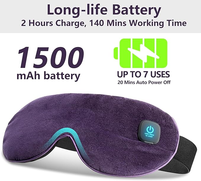 Cordless Heated Eye Mask for Dry Eyes，Washable Warm Eye Compress Mask for Stye Eye Treatment,Cornea Care Rest Self Electric Eyes Heating Pad Office Napfor Travel，Relief Blepharitis, Chalazion, MGD