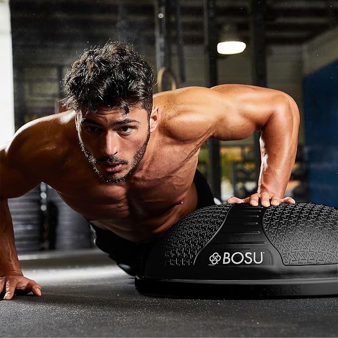 Bosu Half Ball Home Balance Exercise Trainer for Strength and Flexibility Workouts with Built to Last Burst Resistant Material and Hand Pump