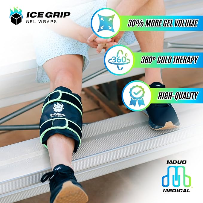 Shin Hot & Cold Ice Wrap Post Surgery Compression Reusable Gel Pack for Injury Flexible for Inflamation, Leg, ACL, MCL, Knee, Calf, Elbow, Ankle, Arm, Foot, Wrist Recovery Relief Therapy