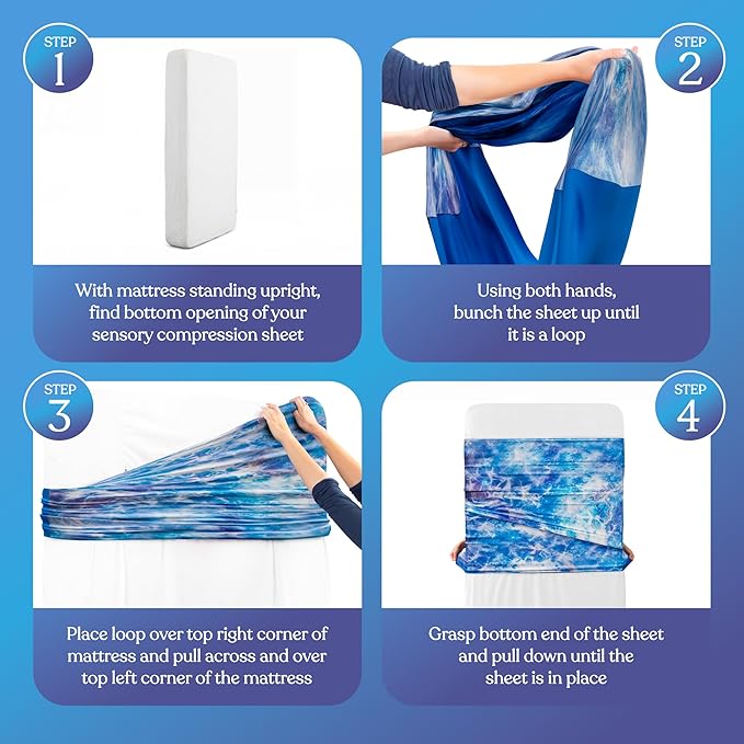 Deep Pressure Sensory Bed Sheet – Twin Sensory Compression Sheet Breathable Sleep Pod Blanket for Better Sleep Support – Calming Compression Blankets for Kids and Adults Starlight Sky