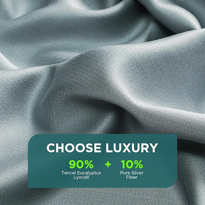 MURT Luxury Grounding Sheets for Better Sleep, Real 90% Tencel & 10% Pure Silver Fiber, Fitted Earthing Tester, Cooling & Breathable, Gifts Idea (Queen Size, Gray, 60" x 80")
