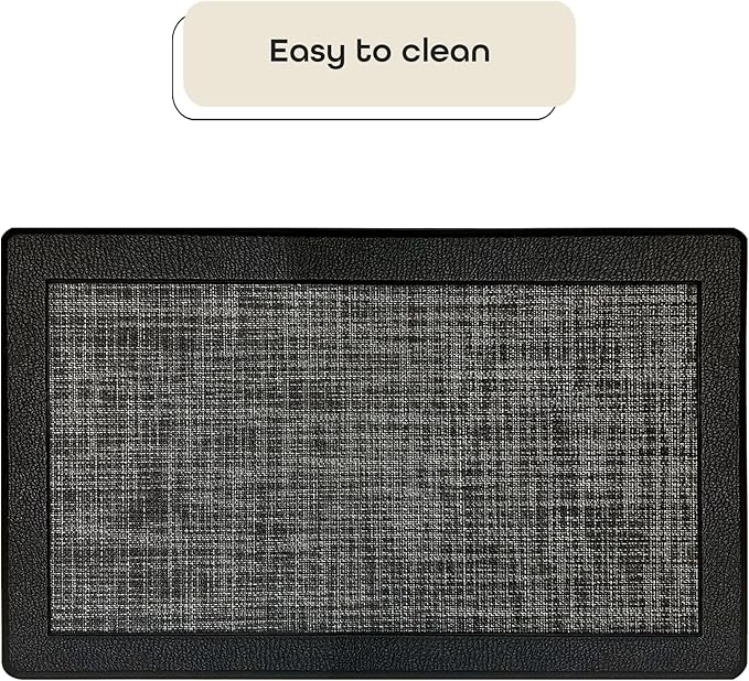 Anti-Fatigue Floor Comfort Mat - 18 x 30 Inch (Clarke Black) - Non-Slip Kitchen Mats for Floor - Easy to Clean Cushioned Standing Mat for Bathroom & Office Desk - Achim Home Décor