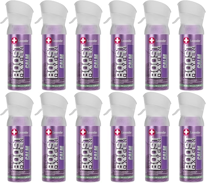 Boost Oxygen Pocket Size Calm Lavender Aroma 3L Canister | Respiratory Support for Aerobic Recovery, Altitude, Performance & Health (12 Pack)