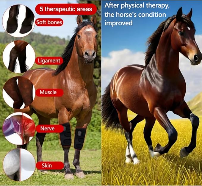 2026 Horse Red Light Therapy Boot,Therapy for Horse Leg Stifle Pain, 850nm＆660nm Infrared Light Therapy for Equine Muscle Recovery,Smart Timer 20 Minutes,2 Pcs(Left+Right)
