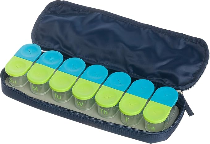 Sagely Navy 7 Day Travel Pouch Pill Travel Case for Sagely Extra Large Pill Box