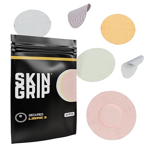 Skin Grip Freestyle Libre 3 Sensor Covers-Waterproof & Sweatproof Adhesive Patches for 10-15 Days (Not for Libre2), Pre-Cut CGM Sensors Cover, Compatible with Instinct Sensors- 20 Pack, Pastel Pack