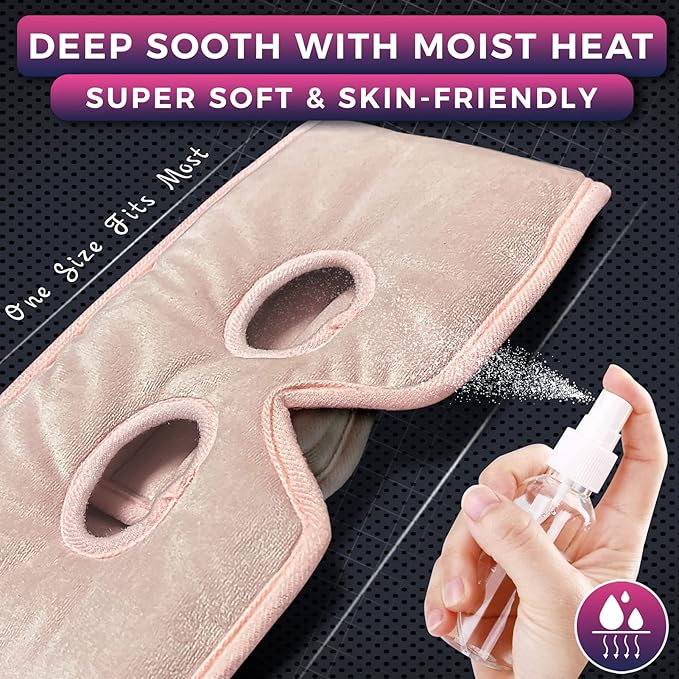 Moist Heat Sinus Pressure Relief Mask with 3 Heat Settings, Extra Large Face Heating Pad for Eyes, Sinusitis, Hormone Migraine, Tension Headache Relief