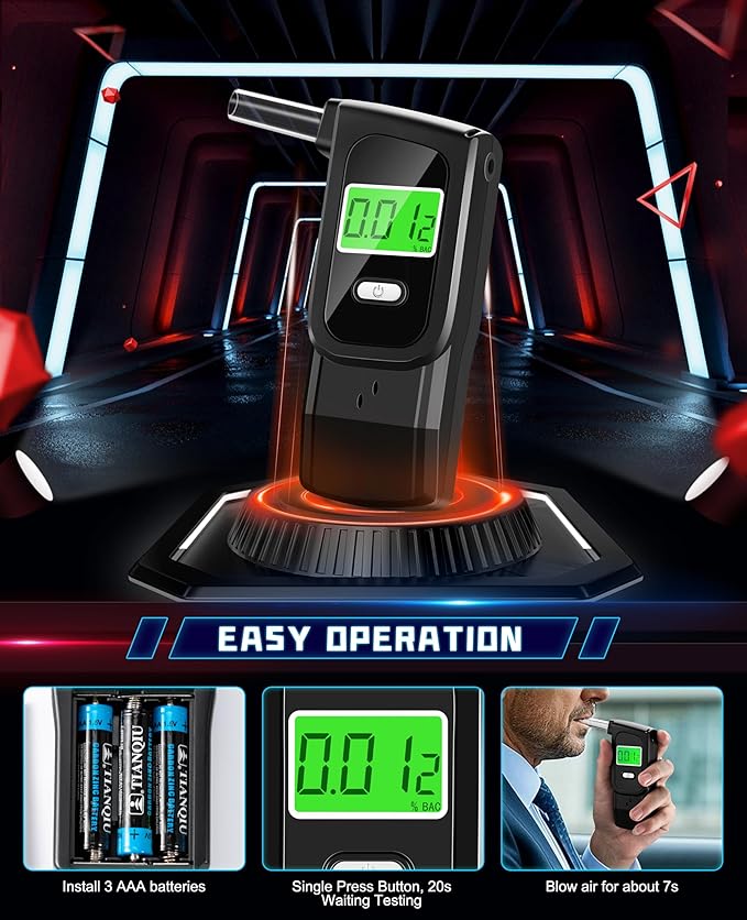 2026 Upgraded Breathalyzer, Breathalyzers for Alcohol with LCD Digital Display, Portable Alcohol Breathalyzer Tester for Home Use(10 Mouthpieces)