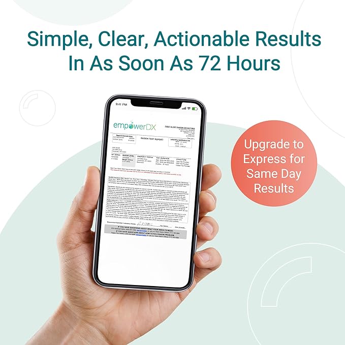 empowerDX Radon Test Kit, EPA Listed, NPPR Certified, Check Radon Gas Levels in Your Home, Results Within 3-5 Days