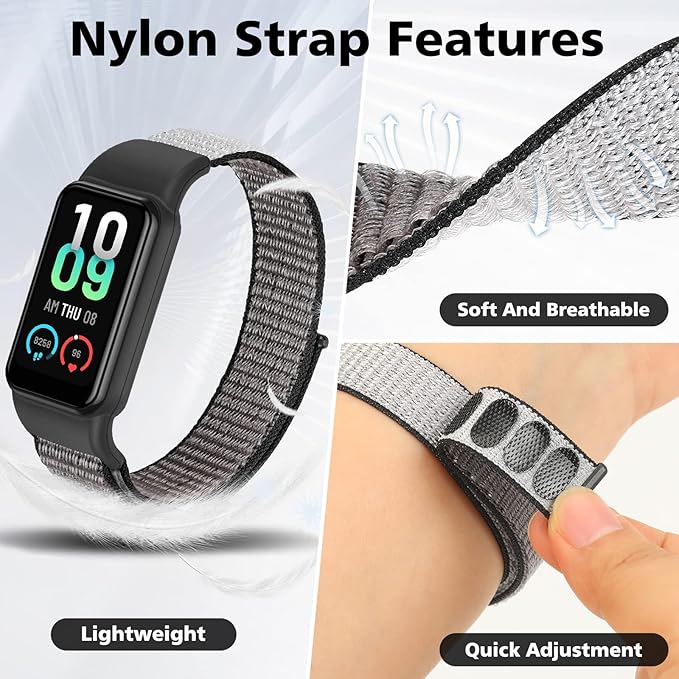 YCHDDER Solo Loop Nylon Bands Compatible with Amazfit Band 7 Straps,Soft Breathable Comfortable Adjustable Colorful Sports Replacement Wristband for Amazfit Band 7 for Men Women