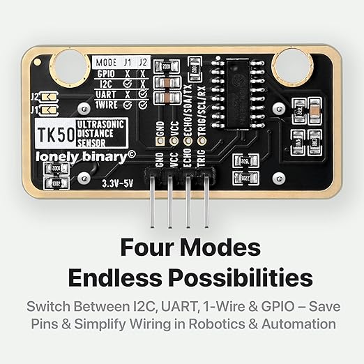 5-Pack Ultrasonic Distance Sensor Gold Edition - Supports 4 Modes (I2C, UART, 1-Wire, GPIO) HC-SR04 Compatible for Arduino, Raspberry Pi, ESP32 Projects