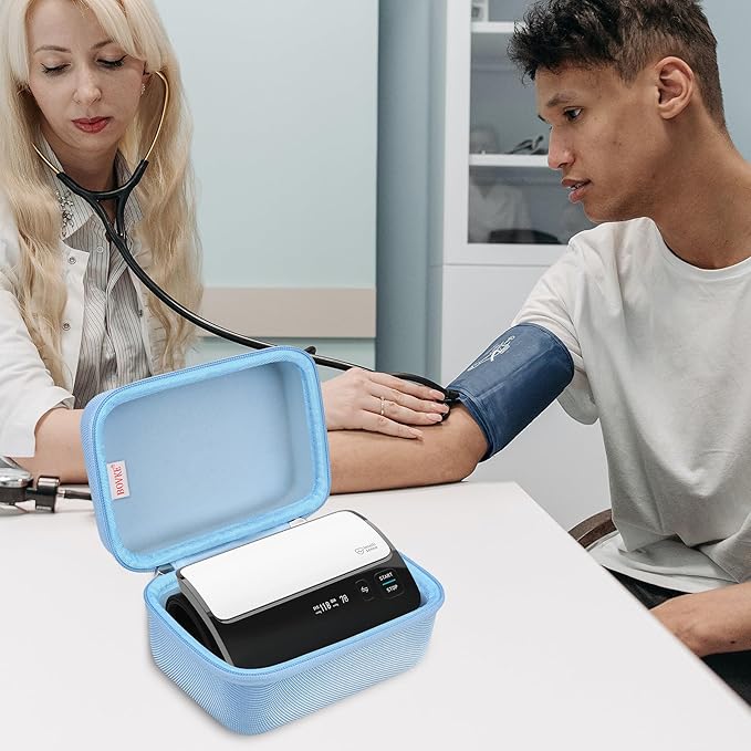 BOVKE Carrying Case for OMRON Evolv Bluetooth Wireless Upper Arm Blood Pressure Monitor, BP7000 One-Piece Design Portable OMRON BP Monitor Storage Bag, Blue