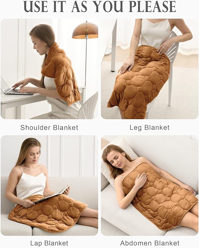 Cottonblue Weighted Lap Blanket Pad 7 lbs 29" x 24", Cozy Luxury Crystal Velvet Weighted Blanket for Adults, Small Weighted Blanket Throw All Season for Travel Relaxation Sleeping, Brown Heavy Blanket
