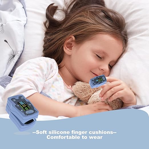 New Version Kids Pulse Oximeter Fingertrip, Blood Oxygen Saturation for Children, Portable Oxygen Meter with OLED Screen Included 2AAA Batteries