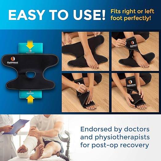 PhysioNatural Foot & Ankle Ice Wrap with 2 Cold Gel Packs – Great for Sprained Ankle, Achilles Tendon Injuries, Plantar Fasciitis, Bursitis & Sore Feet – Cold Therapy Pain Relief (XS-XL)