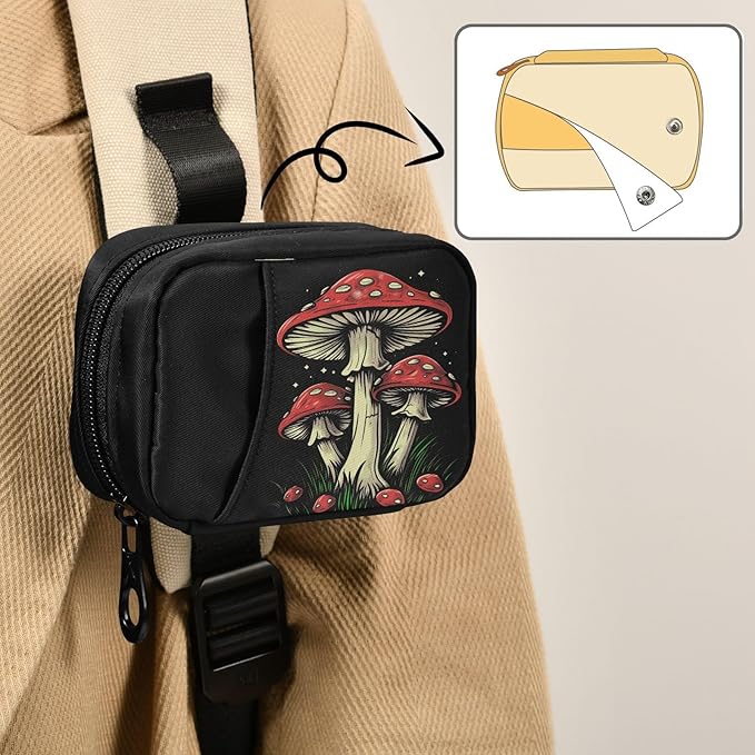 Mushroom Pill Box 7 Day Pill Case Travel Pill Organizer Bag Container for Medicine with Zipper Portable Weekly Case Compact Size for Medicine, Vitamin, Supplement