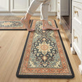 Kitchen Mats for Floor 2PCS Cushioned Anti Fatigue,Farmhouse Vintage Comfort Standing Kitchen Rugs Non Slip,Memory Foam Carpet for Laundry Office Bathroom,Blue