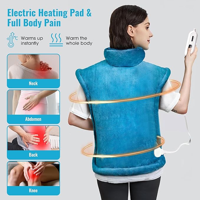 Tefici Heating Pad for Back Pain,Mothers Day Gifts for Women Men Mom Her，FSA Eligible HSA Approved,24'' x33''Fast Heating,Electric Heat Pad, 2H Auto-Off,Neck and Shoulder Heat Pad,ETL Certified,Blue