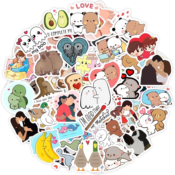 BulbaCraft Couple Stickers, Love Stickers for Water Bottle & Laptop - Couple Party Supplies & Decorations, Waterproof Vinyl Decals, Love and Relationship Decals, Gifts for Women & Men