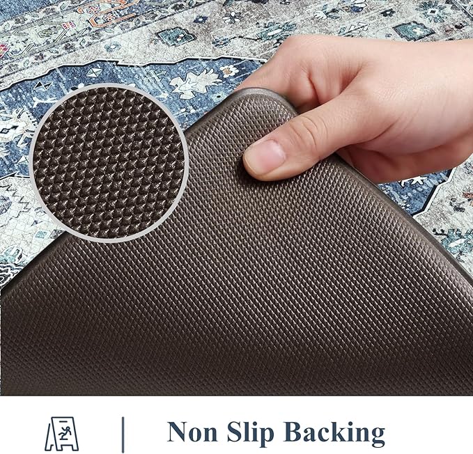Collive Boho Kitchen Rugs Set of 2 Non Skid Kitchen Mats for Floor Cushioned Anti Fatigue Kitchen Floor Mats Waterproof Comfort Heavy Duty Foam Mats for Standing Desk Sink Laundry, 17.3"x29"+17.3"x59"