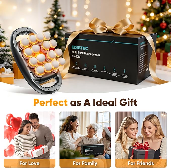 16 Head Massage Gun Deep Tissue Percussion Massager for Pain Relief, 3600mAh Long Battery Life Muscle Massager with 99 Intensities & 9 Modes, Ultra-Quiet Electric Back Massager Gifts for Men