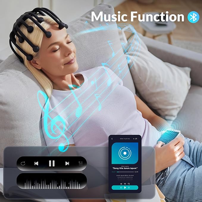 Electric Scalp Massager, 360° Octopus Head Massager Automatic 5 Modes Scalp Stress Relax Device