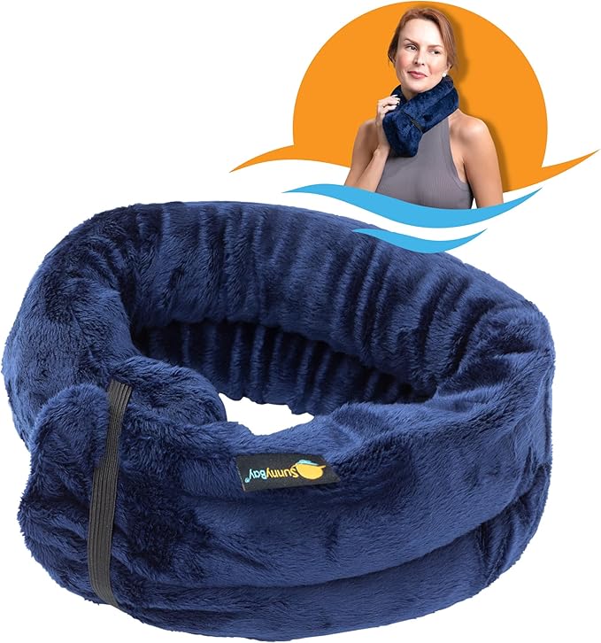 SunnyBay Microwave Heating Pad, Microwavable Heated Neck and Shoulder Wrap, Multipurpose Moist Hot/Cool 2.5lb Bean Bag Pack with Plush Cover and Elastic Fastener,26x5 Inches, Regular, Blue