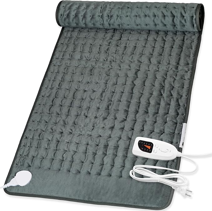 Deepsoon Heating Pad,Electric Heating Pads for Back,Neck,Abdomen,Moist Heating Pad for Shoulder,Knee,Arms,Legs,Dry/Moist Heat & Auto Shut Off,Christmas Gifts for Men and Women,Dark Gray,40x20 Inch