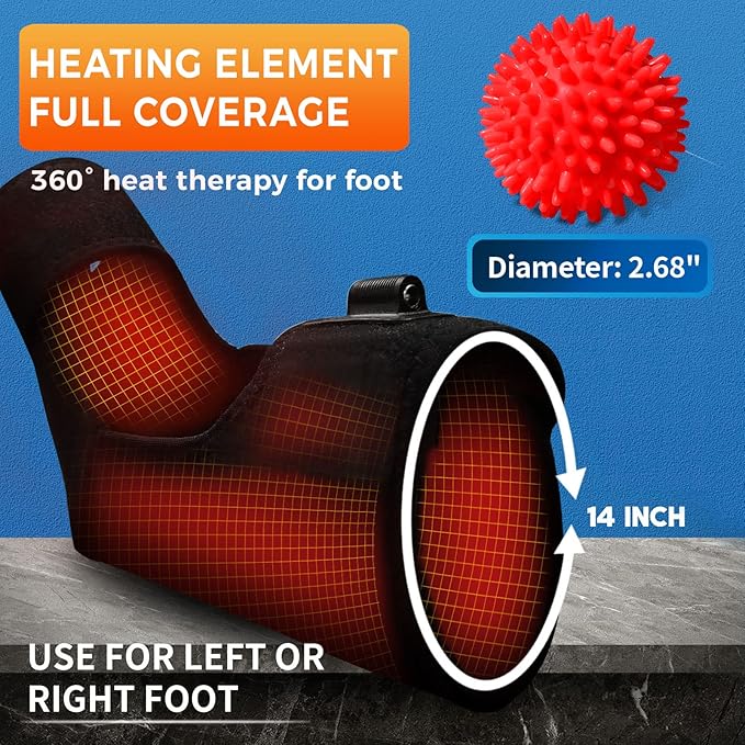 sticro Ankle Heating Pad for Achilles Tendonitis and Plantar Fasciitis Relief, Heated Ankle Brace Foot Heating Pad Wrap with Massage Ball for Sprained Ankle, Arthritis Foot Heel Pain Relief (Black)