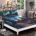 Decorative Bedding Sheet Set Cal-King Size, Fantasy Deep Pockets Fitted Sheet & 2 Pillow Sham Set(No Flat Sheet), Aurora Borealis Night Print Microfiber 3pc Bed Sheets Set, for Women & Men Bedding