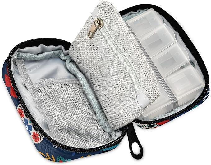 Travel Pill Organizer Weekly Small Pill Box 7 Day Pill Case Vitamin Holder Pill Bottle Organizer Cute Skull
