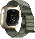 Getino Strap Compatible with Fitbit Versa 3 Versa 4 Bands/Fit bit Sense Sense 2 Band, Soft Nylon Adjustable Braided Sport Straps for Fitbit Versa 4 Sense 2 Bands for Women Men, Space Gray