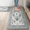 Collive Boho Kitchen Rugs and Mats 2PCS, Cushioned Anti Fatigue Kitchen Mats for Floor Waterproof Non Slip Comfort Foam Standing Mat for Kitchen,Office,Sink,Laundry,17.3''x29''+17.3''x47''