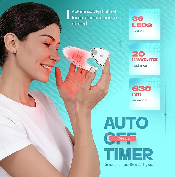 Red Light Therapy Glasses for Eyes – Reduce Dark Circles & Puffiness, 630nm LED Eye Device, 3 Modes, Rechargeable Eye Massager with Auto Timer