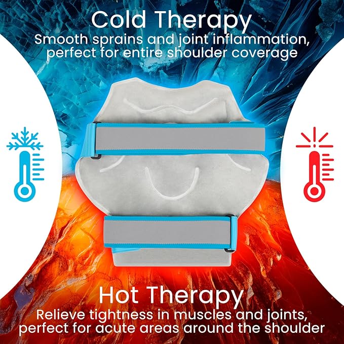 Arctic Flex Shoulder Ice Pack Wrap - Rotator Cuff Cold Therapy for Pain Relief - Reusable Gel for Injuries & Recovery After Surgery - Ice Packs Compression Brace (Blue)