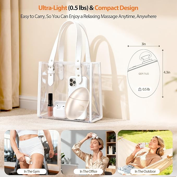 Mini Massage Gun,Designed by Japanese Experts,3-Pin Retractable Head (For Face & Scalp) + Round Head (For Muscle Groups),Percussion Deep Tissue Massage,4 Speed Settings,0.5lb,for Home/Gym,Ideal Gift