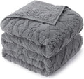 Weighted Blanket Queen Size 17lbs, Ultra-Warm Thick Sherpa Weighted Blankets for Sleep Natural, Winter Bed Blanket with Ceramic Beads, Classy Soft Jacquard Knitted Heavy Blanket, Grey, 60 x 80 inches