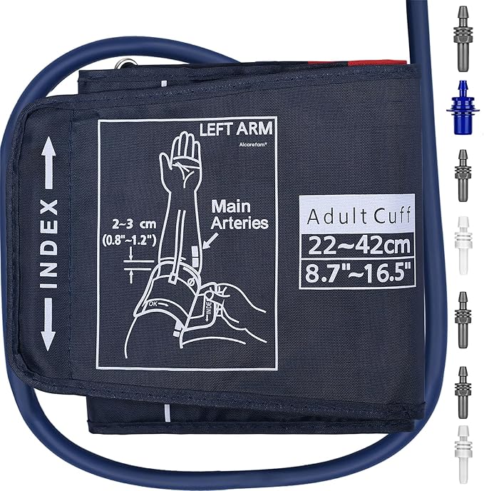 Large Blood Pressure Cuff, 8.7”-16.5” (22-42CM) BP Cuff Compatible with Omron BP Monitor, Replacement Cuff for Adult Big Arms, 7 Connectors