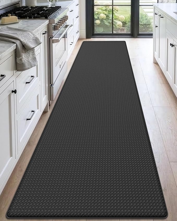 DEXI Kitchen Floor Mats Cushioned Anti Fatigue, 17x95, Long Standing Runner Rug Waterproof, Comfort Memory Foam Padded for Front Sink Laundry, Black