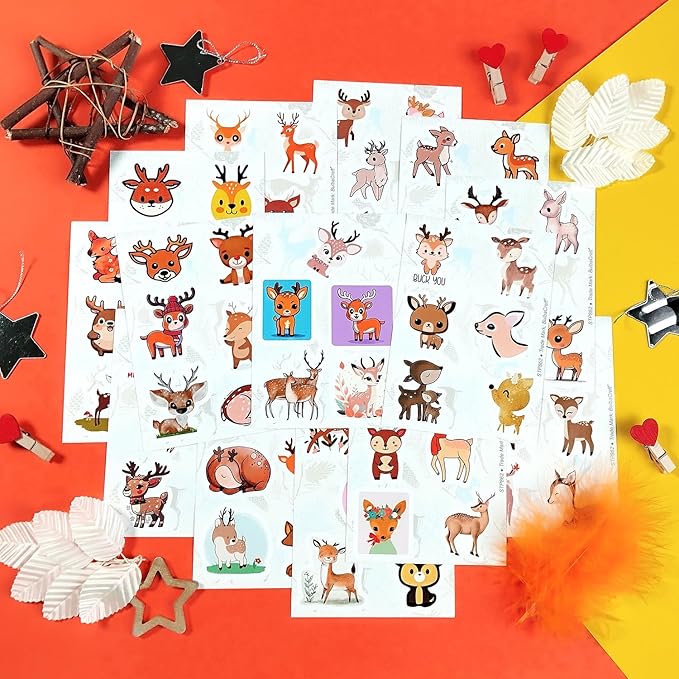 BulbaCraft 100Pcs Deer Stickers and Decals - Woodland, Gold, Whitetail, White Deer Stickers for Water Bottles & Laptops, Gifts for Women & Men